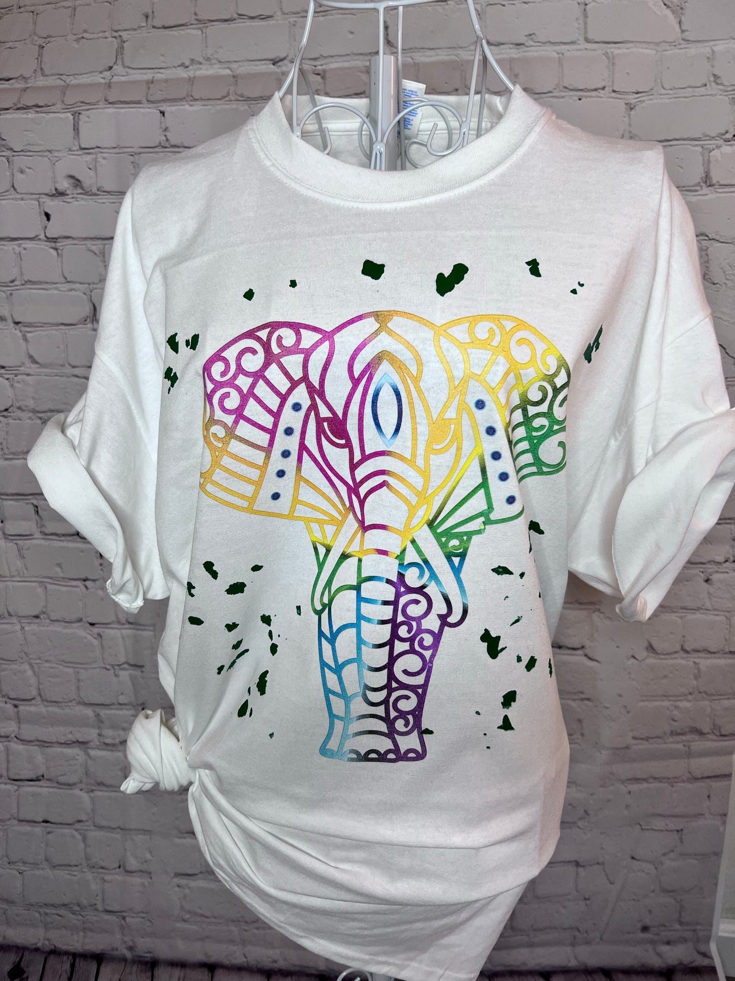 Spiritual Mandala Rainbow elephant w/screen print sprinkles