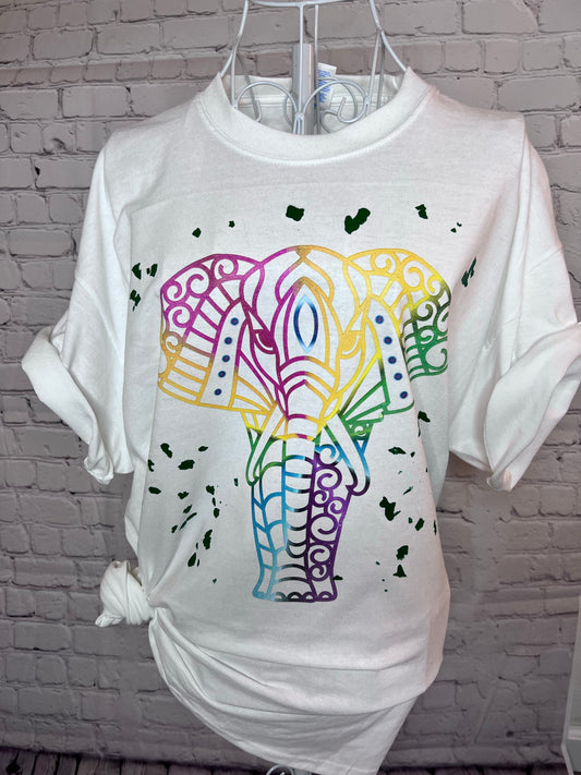 Spiritual Mandala Rainbow elephant w/screen print sprinkles