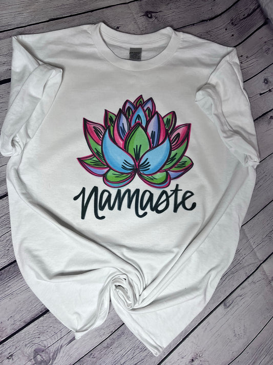 Spiritual Namaste Lotus flower sublimation t-shirt